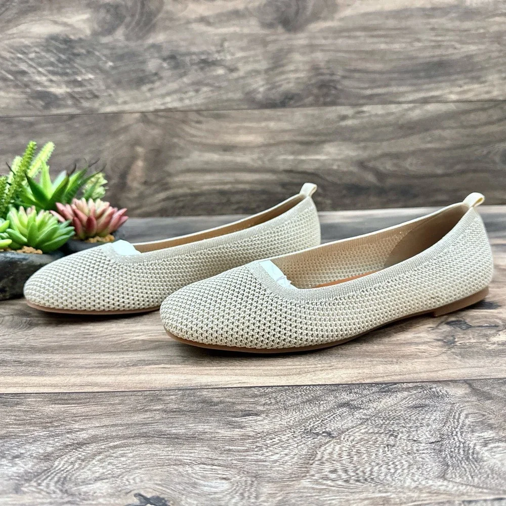 NEW Lucky Brand 9.5M Daneric Metallic Knit Washable Square Toe Ballet Flats - Picture 6 of 11